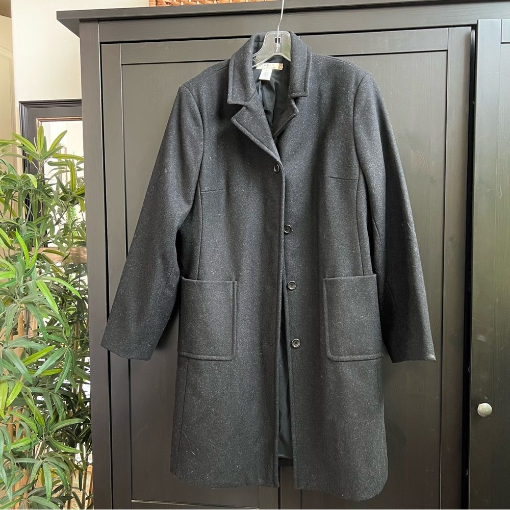 J. Crew Wool Button Front Topcoat Charcoal Grey Size Xl